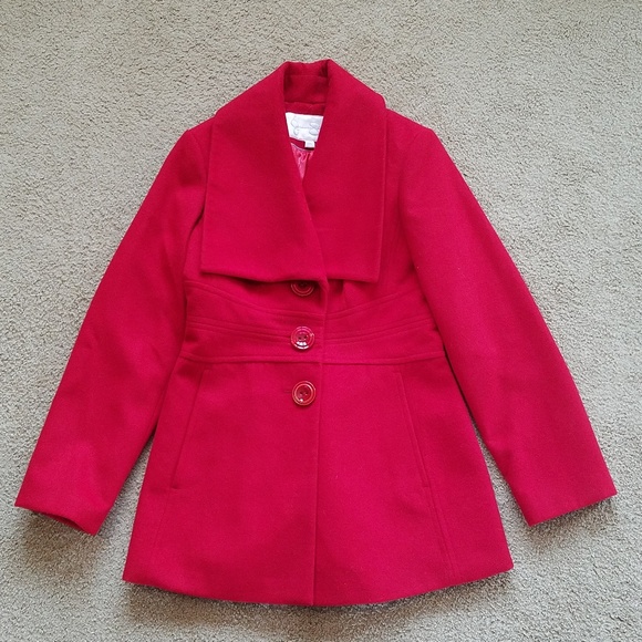 Jessica Simpson Jackets & Blazers - Jessica Simpson Red Single Breasted Pea Coat